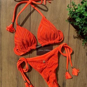 BIKINI SANTORINI HANDMADE NARANJA NEÓN
